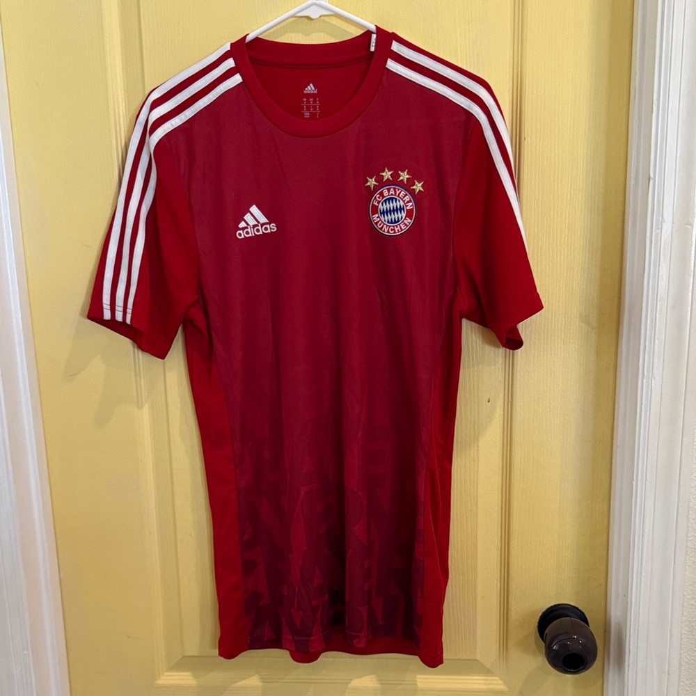 adidas Red Bayern Munich Short Sleeve Soccer Jersey